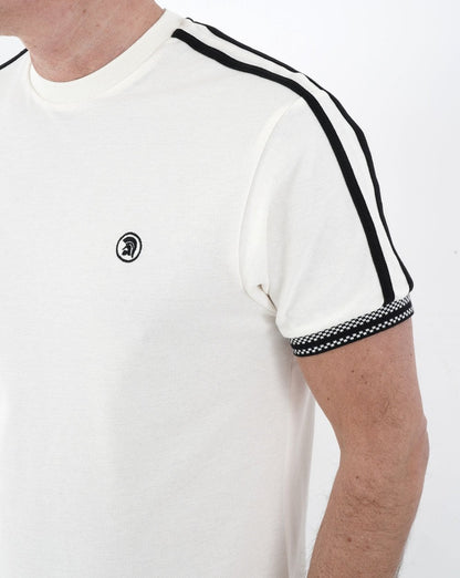 Trojan Twin Stripe T-shirt Ecru
