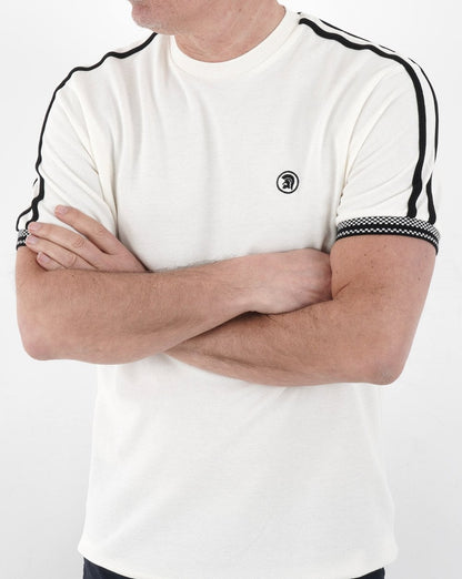Trojan Twin Stripe T-shirt Ecru