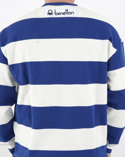 Benetton Striped Sweatshirt Blue