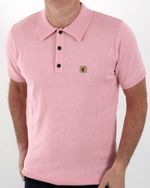 Gabicci Vintage Jackson Knitted Polo Pink