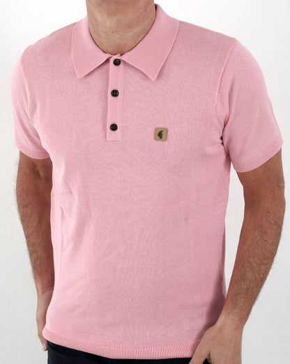 Gabicci Vintage Jackson Knitted Polo Pink