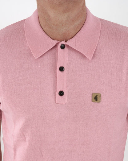 Gabicci Vintage Jackson Knitted Polo Pink