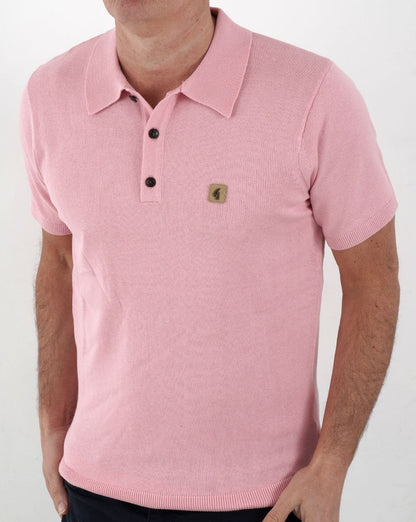 Gabicci Vintage Jackson Knitted Polo Pink