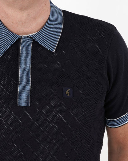 Gabicci Vintage Dafoe Knit Polo Navy
