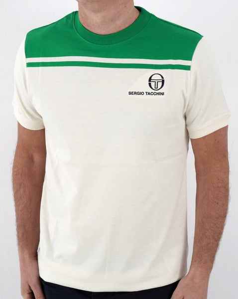 Sergio Tacchini New Young Line T Shirt Off White/Green
