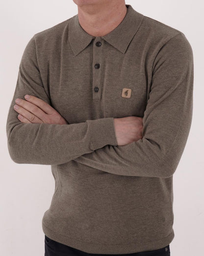Gabicci Vintage Francesco LS Knitted Polo Elmwood