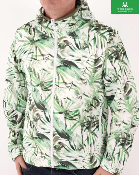 Benetton Light Hooded Jacket Green Multi