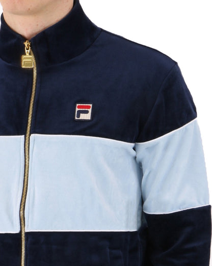 Fila Vintage Velour Track Top Navy/Sky Blue