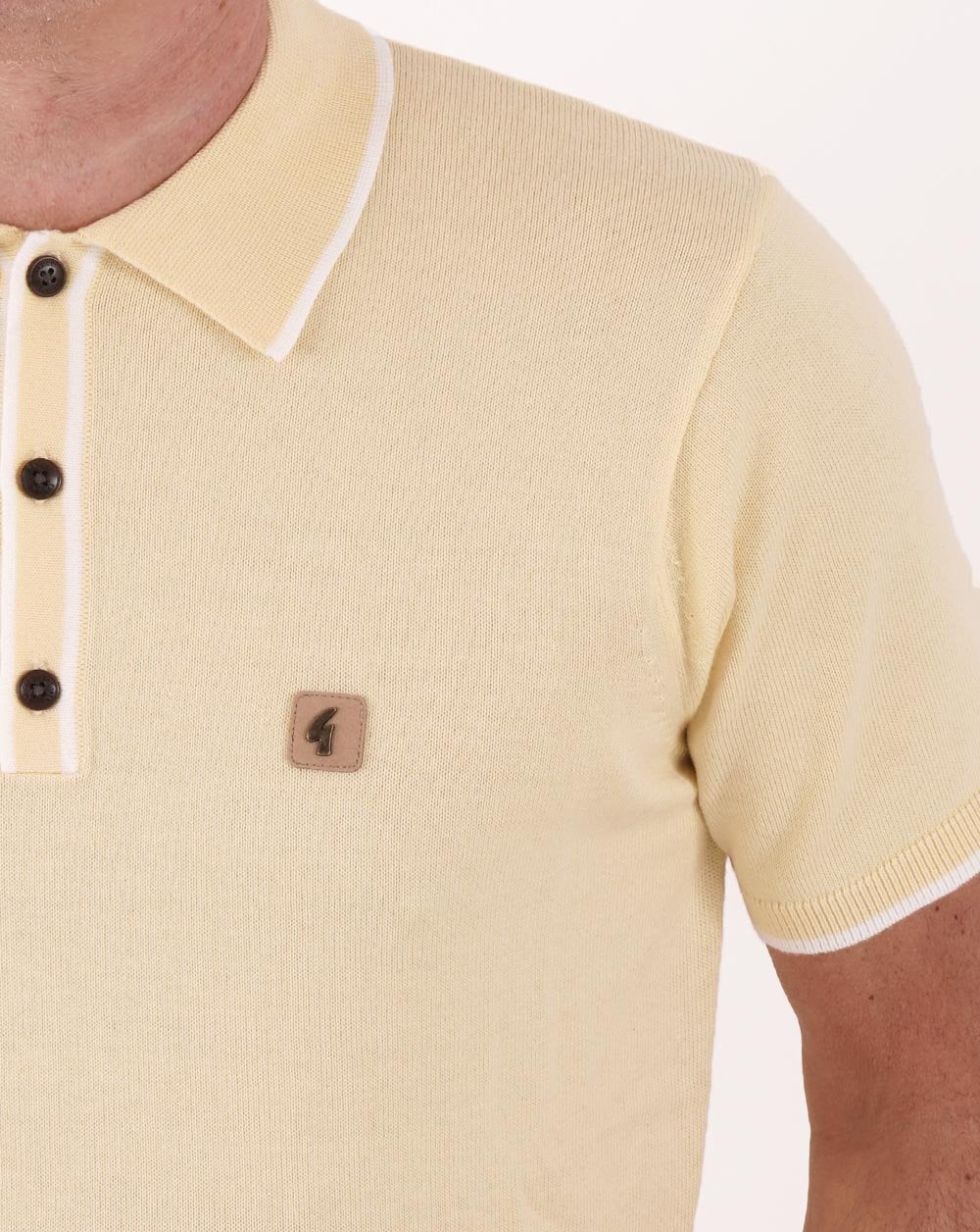 Gabicci Vintage Lineker Knitted Polo Vanilla
