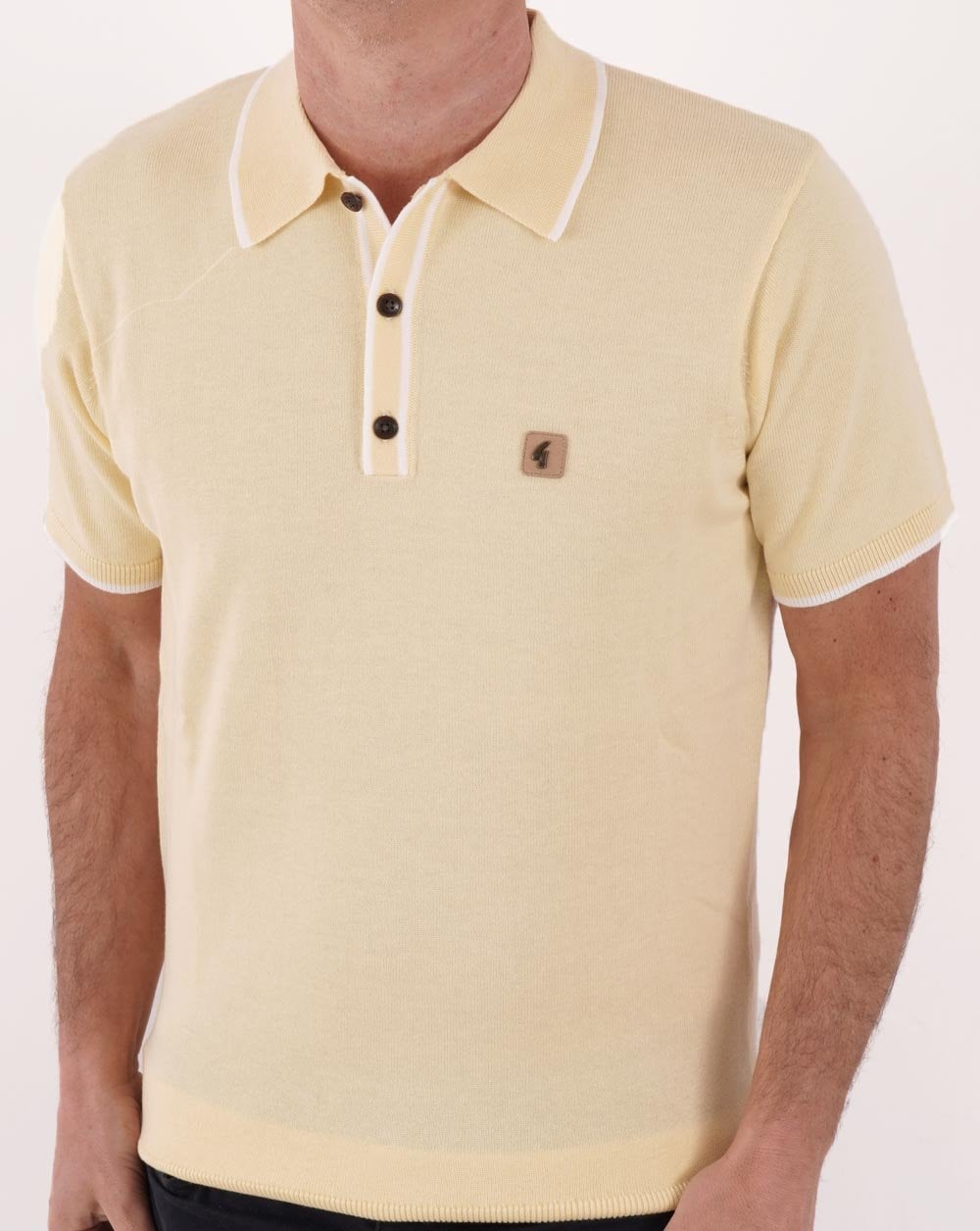 Gabicci Vintage Lineker Knitted Polo Vanilla