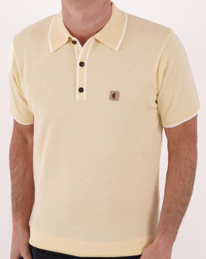 Gabicci Vintage Lineker Knitted Polo Vanilla