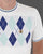 Gabicci Vintage Diamond Argyle Crew Knit White