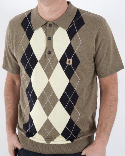 Gabicci Vintage Bogart Diamond Knitted Polo