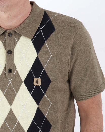 Gabicci Vintage Bogart Diamond Knitted Polo