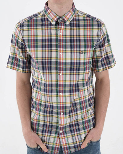 Gant Check Short Sleeve Shirt Eggshell