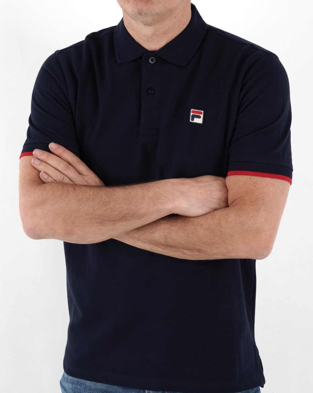 Fila Vintage Classic Polo Shirt Navy/Red