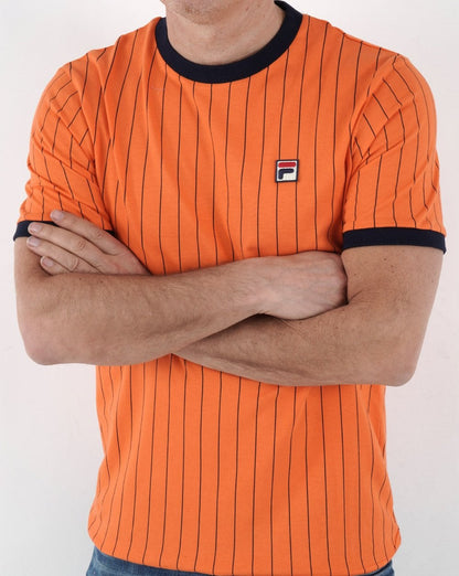 Fila Vintage Pinstripe T Shirt Orange/Navy