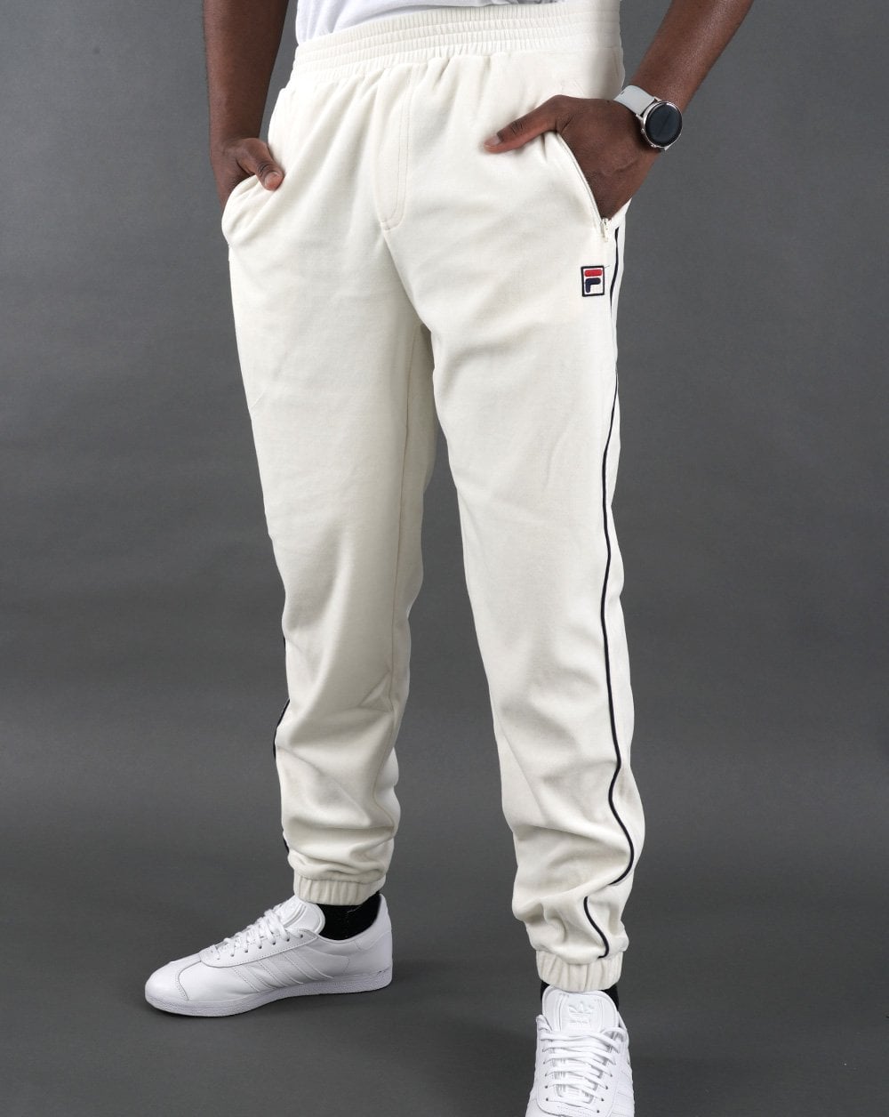 Fila Vintage Frankie Velour Track Pants Off White/Navy