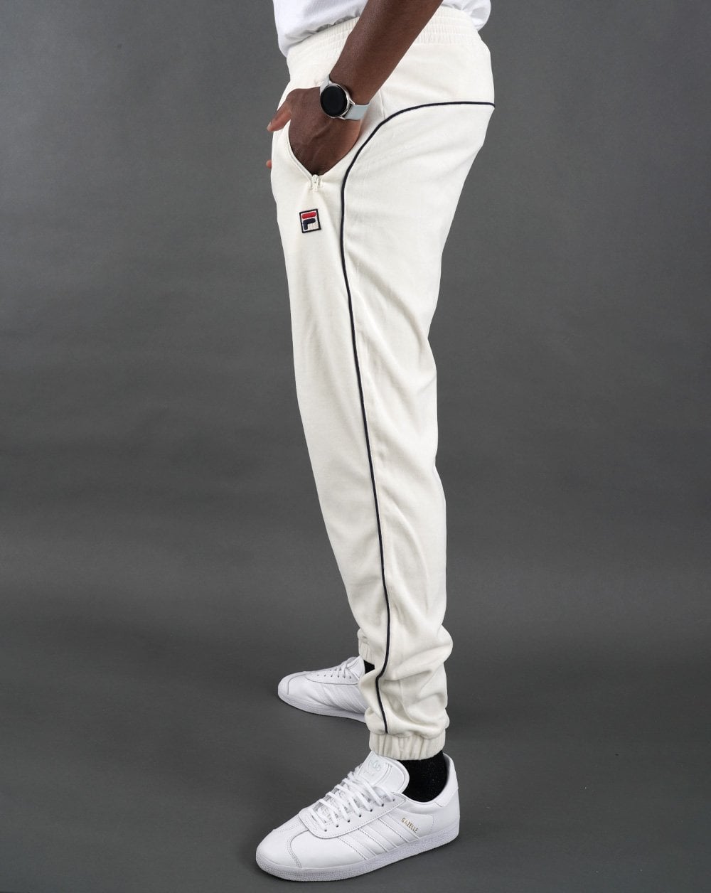 Fila Vintage Frankie Velour Track Pants Off White/Navy