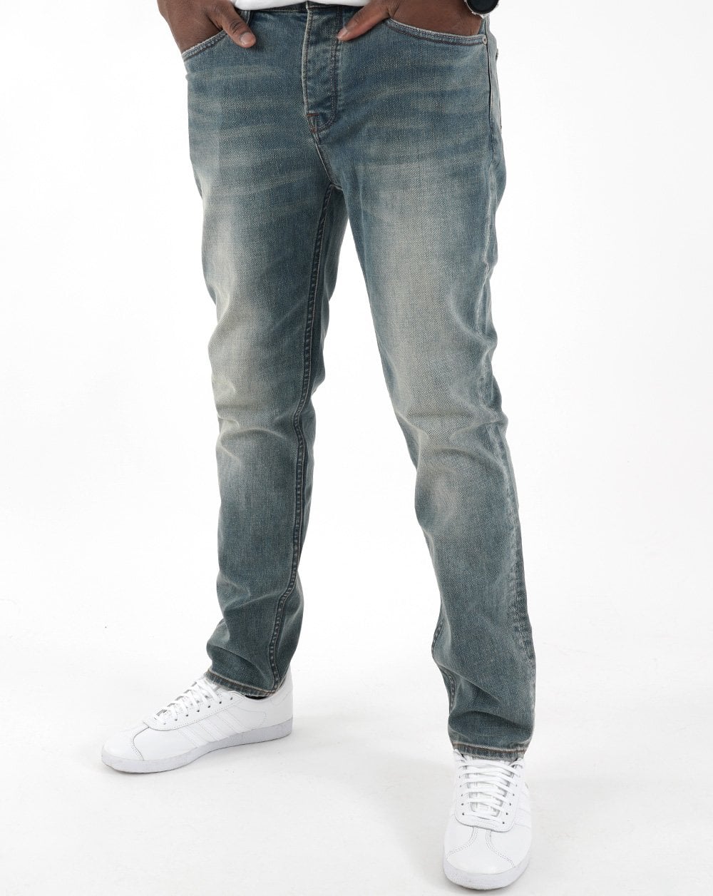 Pretty Green Elwood Slim Fit Jeans Light Wash