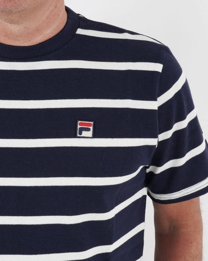 Fila Vintage Stripe T Shirt Navy/Off White