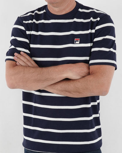 Fila Vintage Stripe T Shirt Navy/Off White