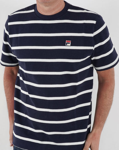 Fila Vintage Stripe T Shirt Navy/Off White