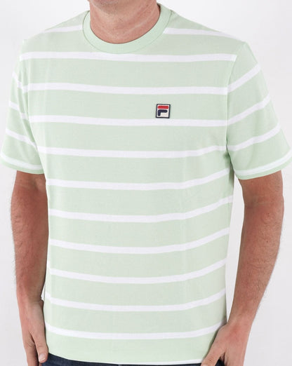 Fila Vintage Stripe Pique T Shirt Soft Green/White