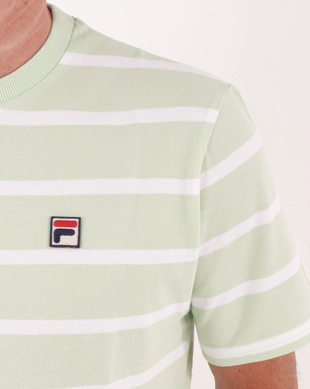 Fila Vintage Stripe Pique T Shirt Soft Green/White