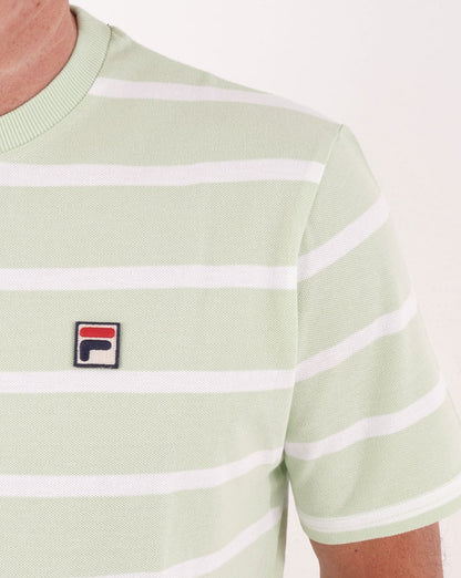 Fila Vintage Stripe Pique T Shirt Soft Green/White