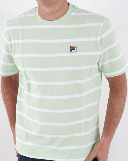 Fila Vintage Stripe Pique T Shirt Soft Green/White