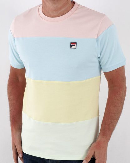 Fila Vintage Pastel Block T Shirt Pink/Sky/Yellow