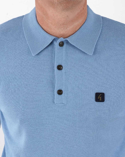 Gabicci Vintage Francesco LS Knitted Polo Sky