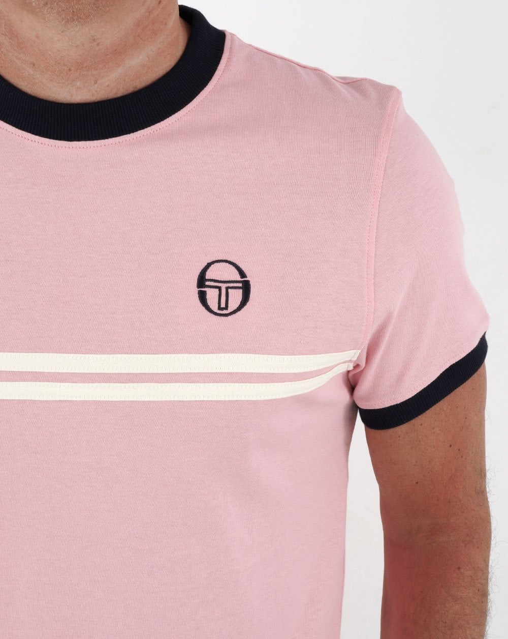 Sergio Tacchini Supermac T Shirt Pink/Navy