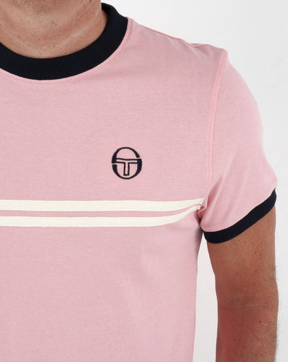 Sergio Tacchini Supermac T Shirt Pink/Navy