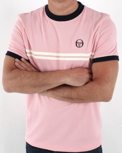 Sergio Tacchini Supermac T Shirt Pink/Navy
