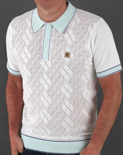 Gabicci Vintage Dafoe Knit Polo White