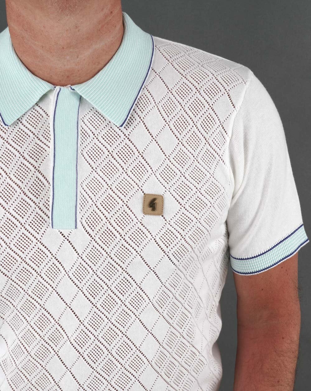 Gabicci Vintage Dafoe Knit Polo White