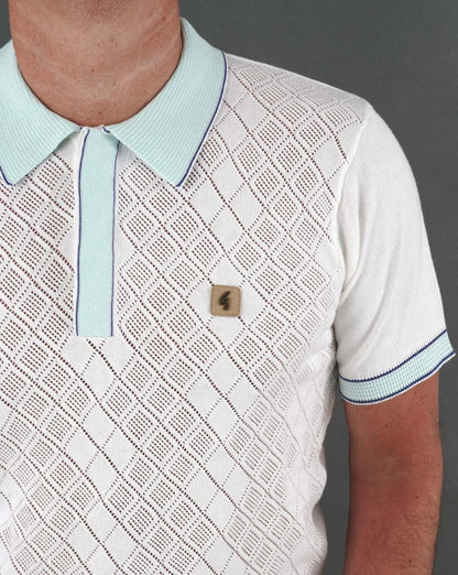 Gabicci Vintage Dafoe Knit Polo White