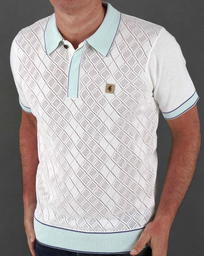 Gabicci Vintage Dafoe Knit Polo White
