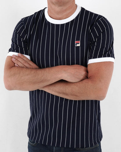 Fila Vintage Pinstripe T Shirt Navy/White