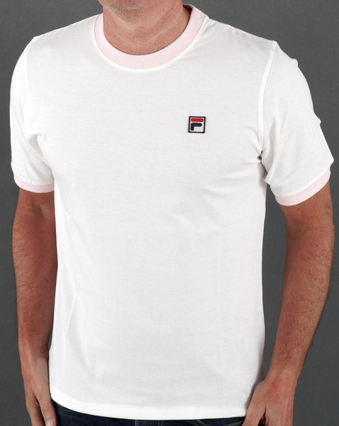 Fila Vintage Ringer T Shirt Off White/Pink