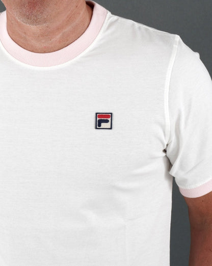 Fila Vintage Ringer T Shirt Off White/Pink
