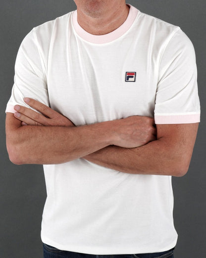 Fila Vintage Ringer T Shirt Off White/Pink