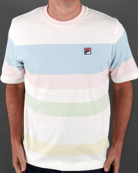 Fila Vintage Stripe T Shirt Off White/Multi Pastel
