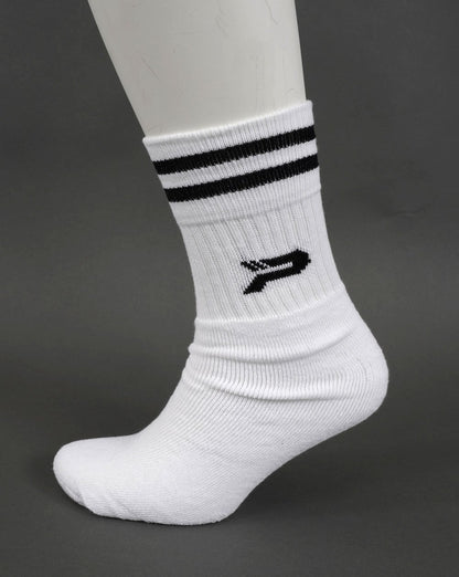 Patrick Stripe Mid Cut Socks 3pk White
