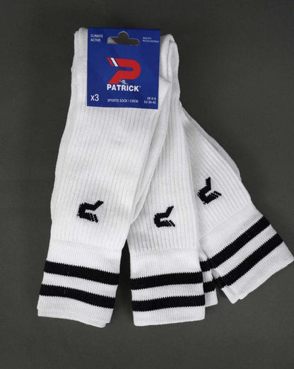Patrick Twin Stripe Long Socks 3pk White