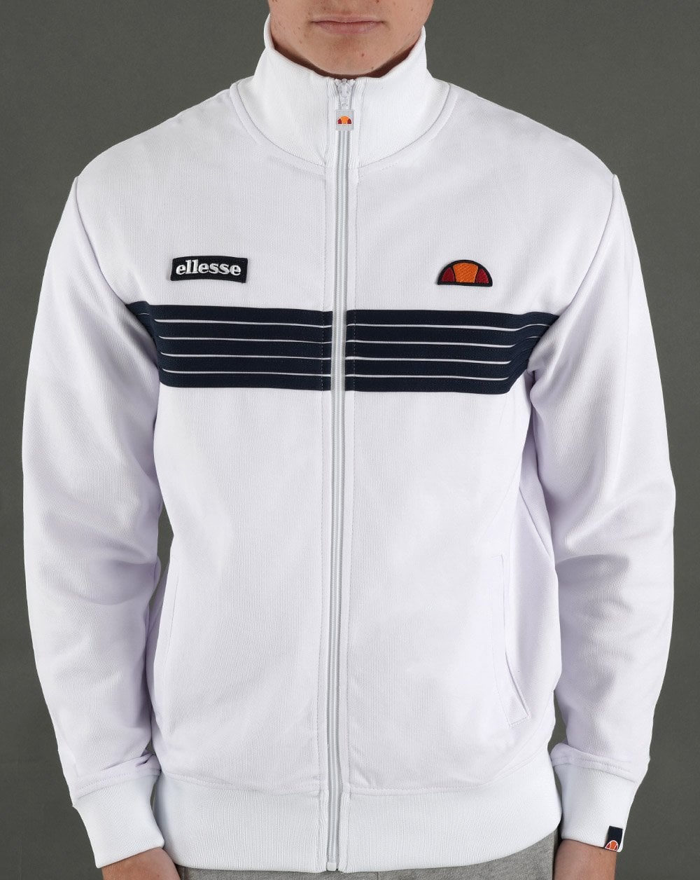 Ellesse 5 Stripe Track Top White/Navy