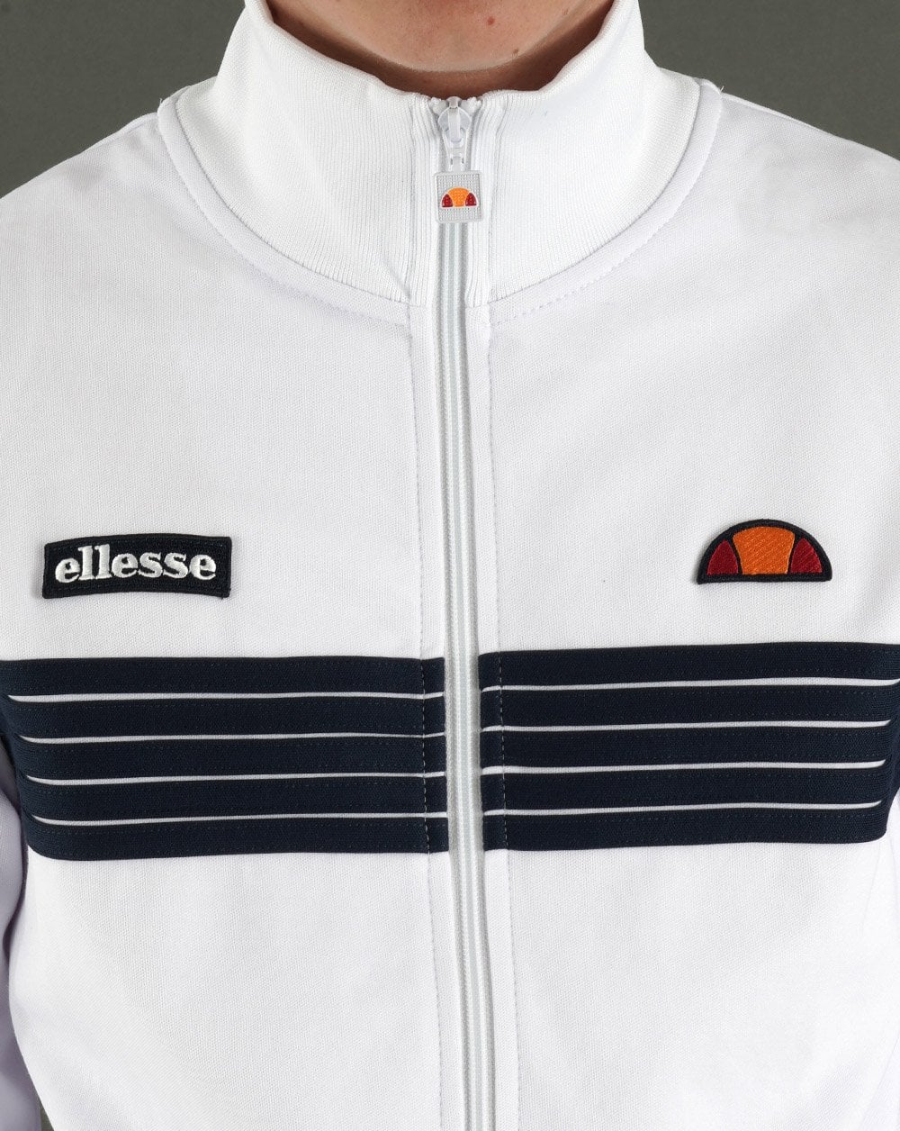Ellesse 5 Stripe Track Top White/Navy