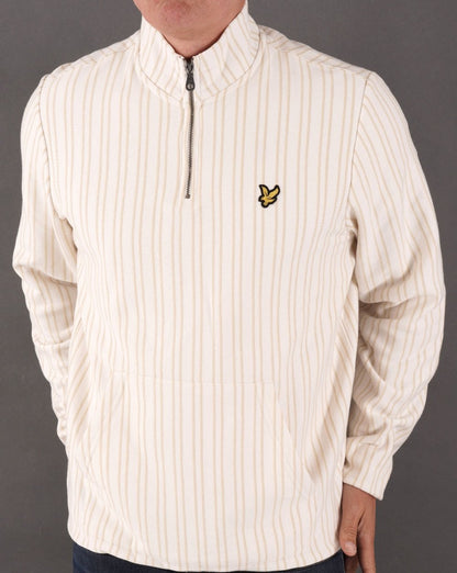 Lyle & Scott Pinstripe 1/4 Zip Sweat Off White
